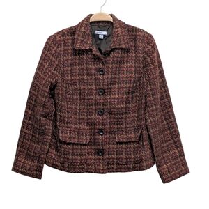 Croft & Barrow Vintage Tweed Burgundy Librarian Brown Blazer Medium
